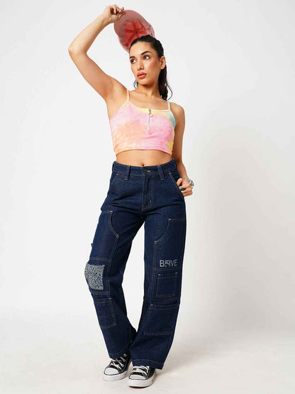 Unisex Blue Canvas Doodles Denims B5IVE