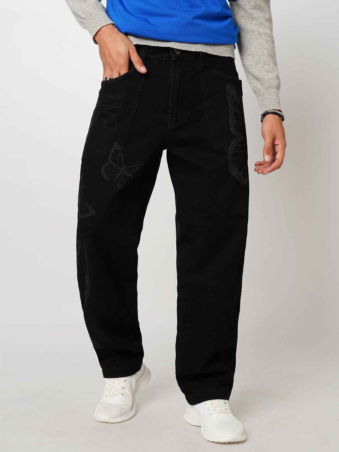 Men's Dark Winged Baggy Fit Jeans B5IVE
