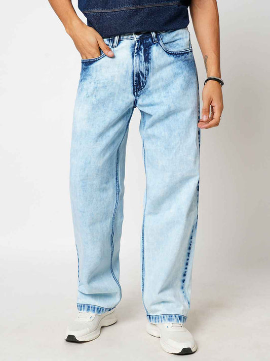 Men's Classic Ice Wash Baggy Fit Jeans B5IVE