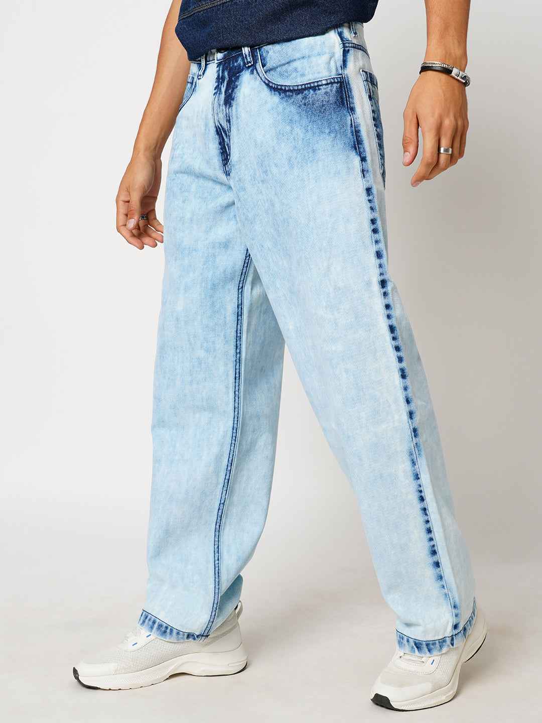 Men's Classic Ice Wash Baggy Fit Jeans B5IVE
