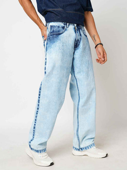 Men's Classic Ice Wash Baggy Fit Jeans B5IVE