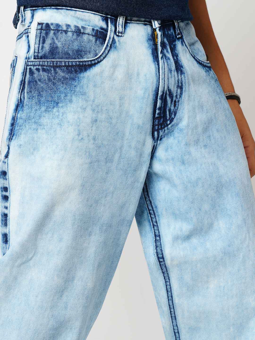 Men's Classic Ice Wash Baggy Fit Jeans B5IVE