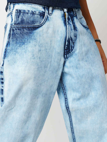 Men's Classic Ice Wash Baggy Fit Jeans B5IVE
