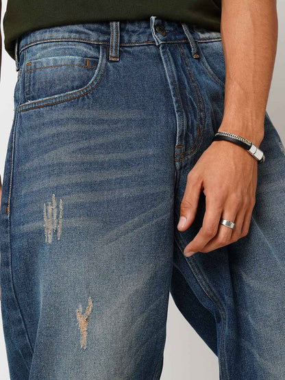 Men's Vintage Blue Baggy Fit Jeans B5IVE
