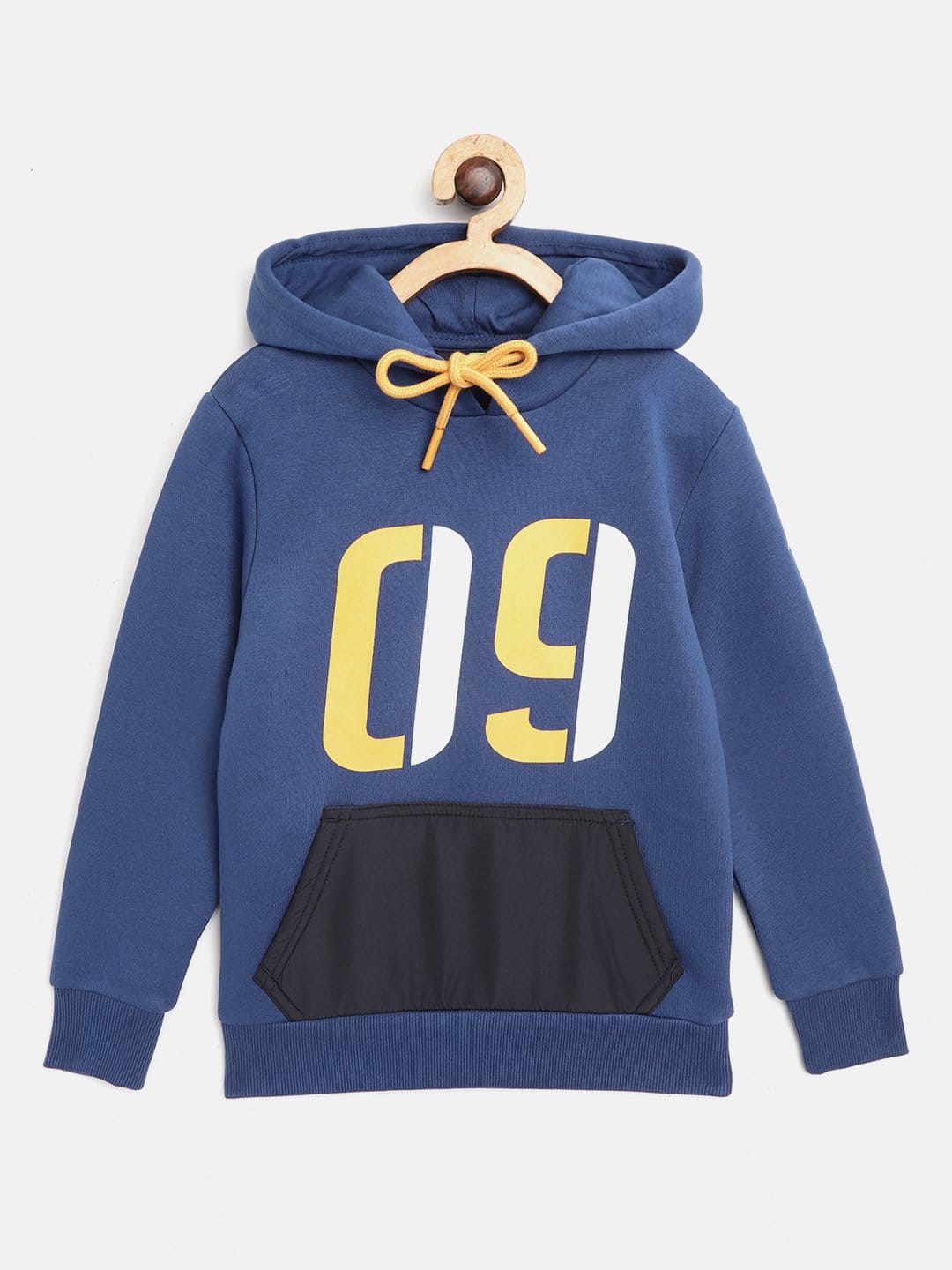 Alcis Boys Blue White Alphanumeric Print Hooded Sweatshirt-4 BAA20E803440-4Y