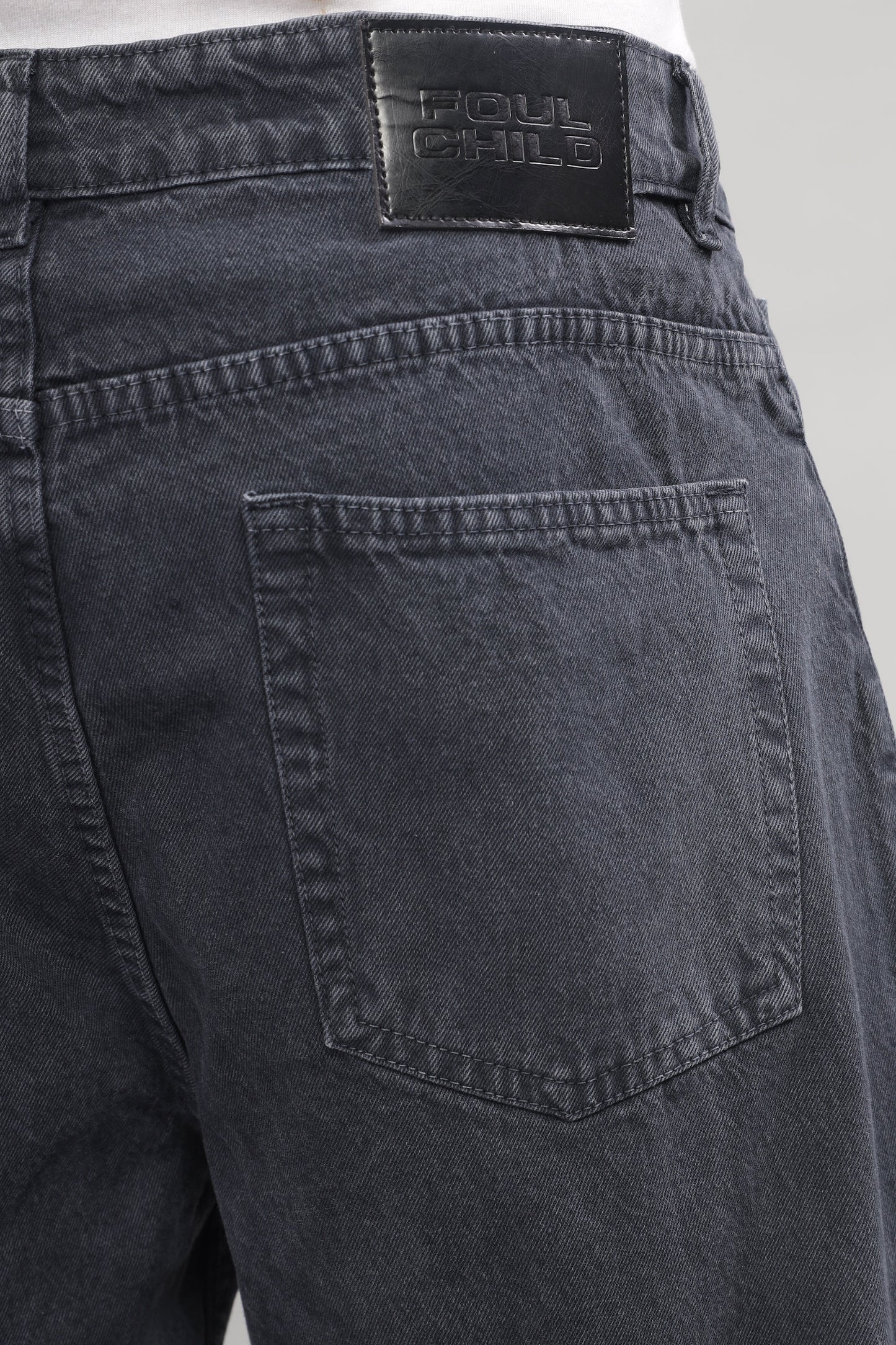 Plain Baggy Dark Grey Jeans