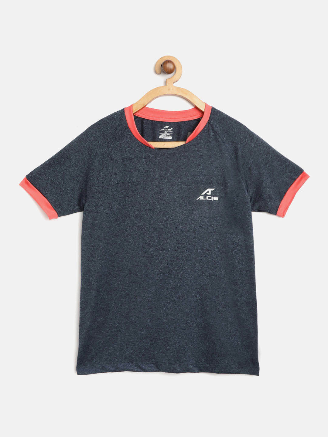 Alcis Boys Charcoal Grey Solid Slim Fit Round Neck VIROPROTKT Training T-shirt BAS20T706159-4Y