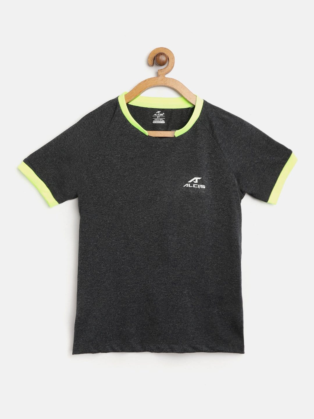 Alcis Boys Black Solid Slim Fit Round Neck VIROPROTKT Training T-shirt BAS20T706409-4Y