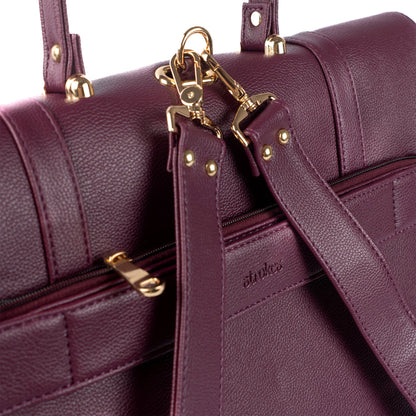 The Convertible Work Bag: Handbag, Backpack & Shoulder Tote - Burgundy Belle