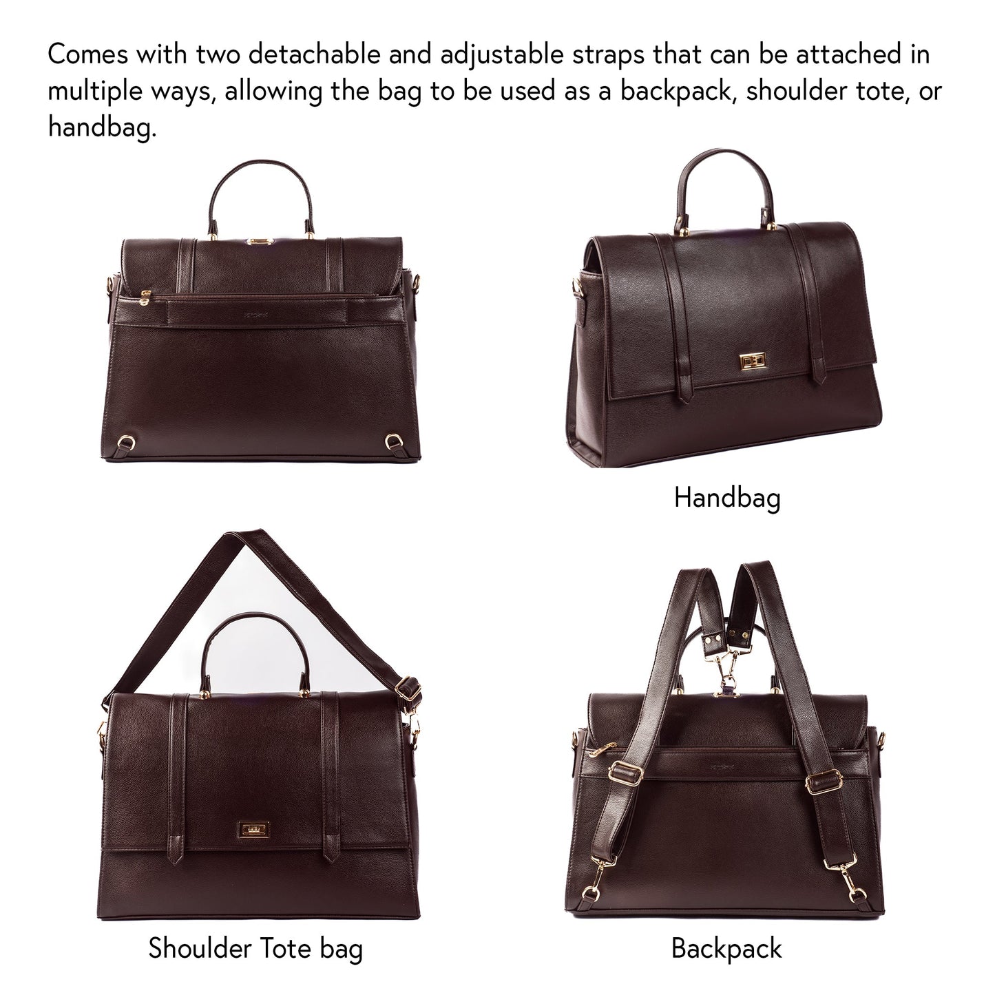 The Convertible Work Bag: Handbag, Backpack & Shoulder Tote - Mahogany Mystique