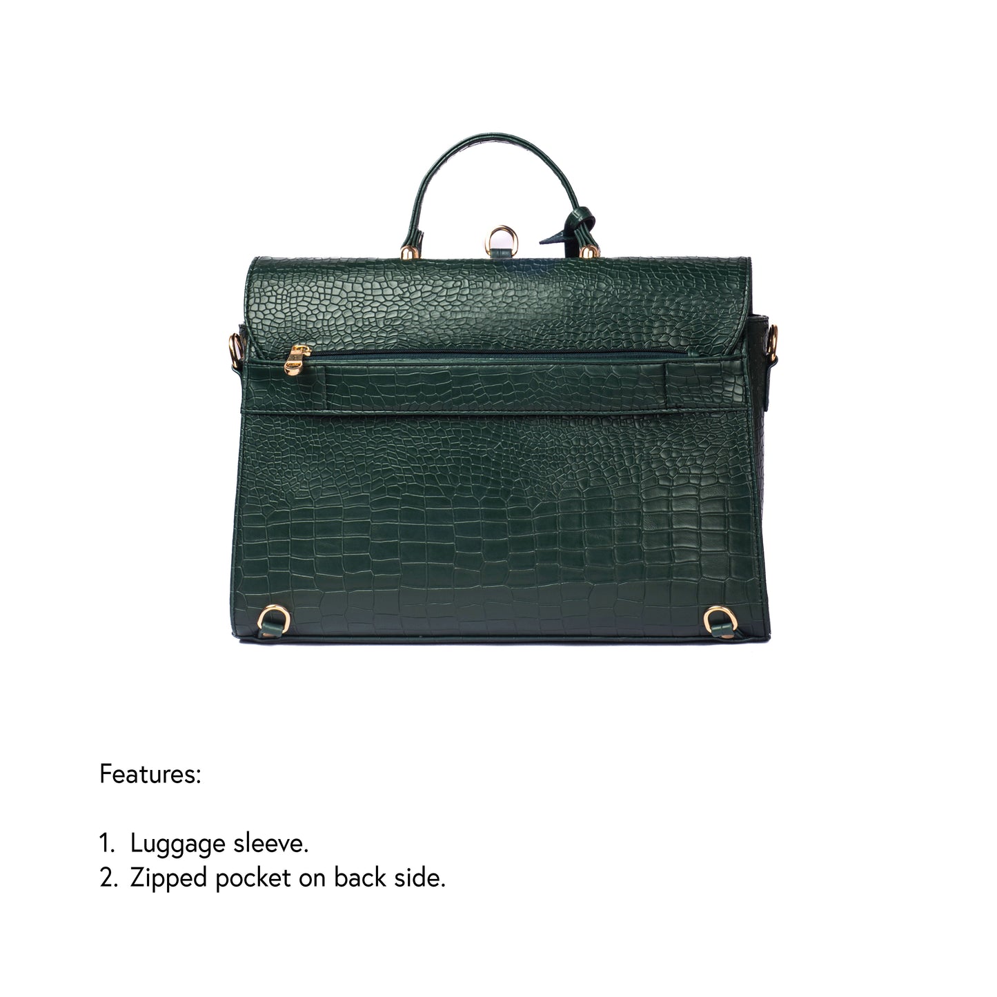 The Compact Convertible Work Bag for 14" laptops: Emerald Elegance (3 in 1 - Backpack, Crossbody/Tote & Handbag)