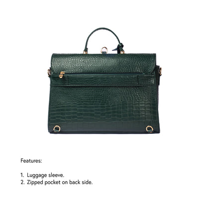 The Compact Convertible Work Bag for 14" laptops: Emerald Elegance (3 in 1 - Backpack, Crossbody/Tote & Handbag)