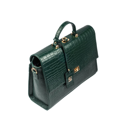 The Compact Convertible Work Bag for 14" laptops: Emerald Elegance (3 in 1 - Backpack, Crossbody/Tote & Handbag)