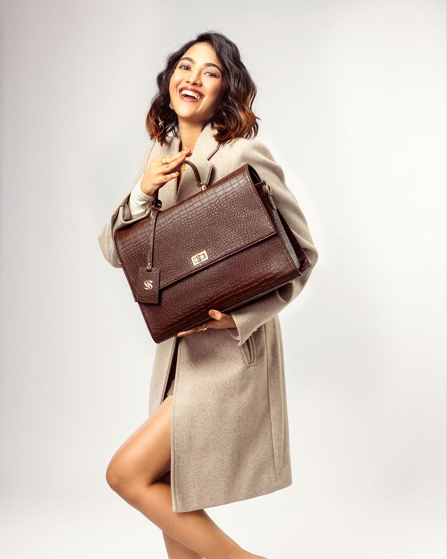 The Compact Convertible Work Bag for 14" laptops: Mahogany Mystique (3 in 1 - Backpack, Crossbody/Tote & Handbag)