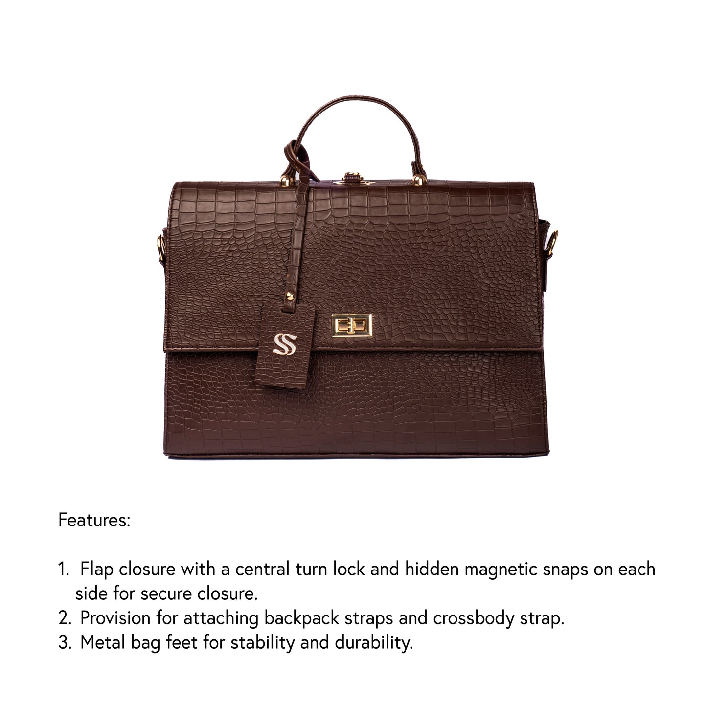 The Compact Convertible Work Bag for 14" laptops: Mahogany Mystique (3 in 1 - Backpack, Crossbody/Tote & Handbag)