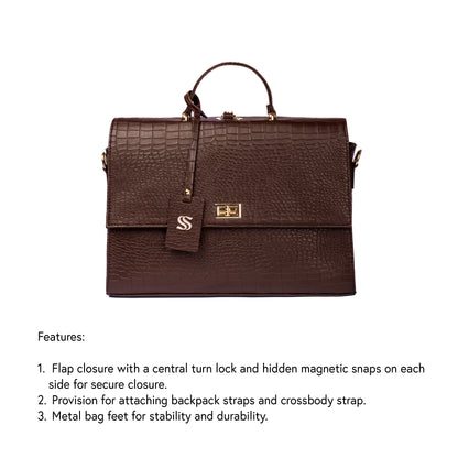 The Compact Convertible Work Bag for 14" laptops: Mahogany Mystique (3 in 1 - Backpack, Crossbody/Tote & Handbag)