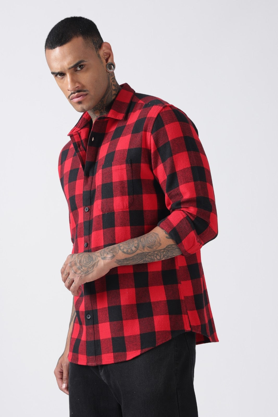Red & Black Buffalo Check Casual Shirt Uri