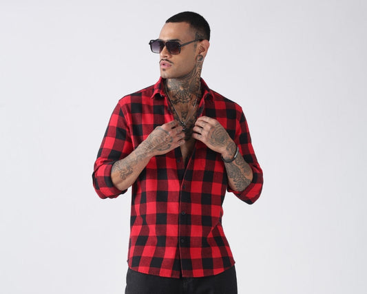 Red & Black Buffalo Check Casual Shirt Uri