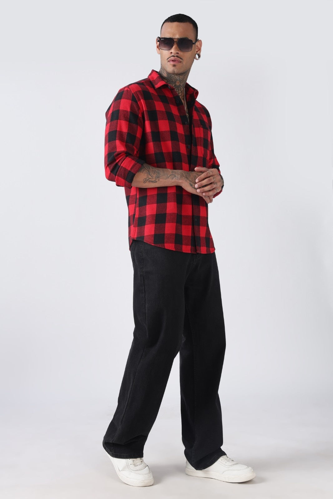 Red & Black Buffalo Check Casual Shirt Uri