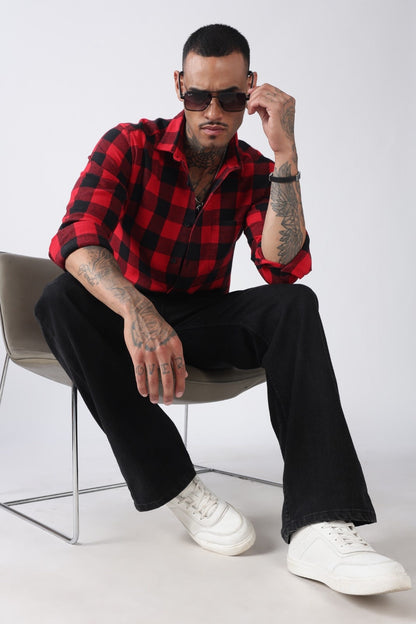 Red & Black Buffalo Check Casual Shirt Uri