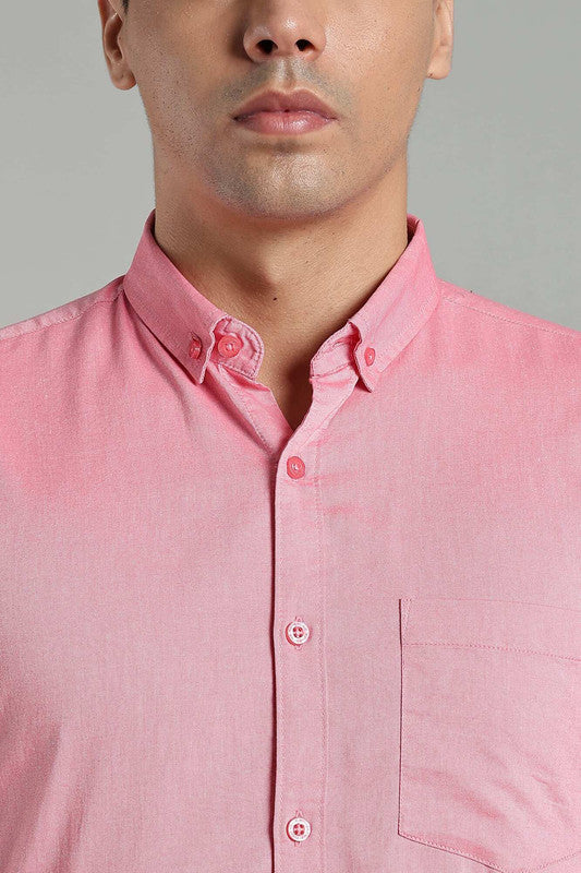 Kuons Men's Blush Pink Oxford Cotton Formal Shirt