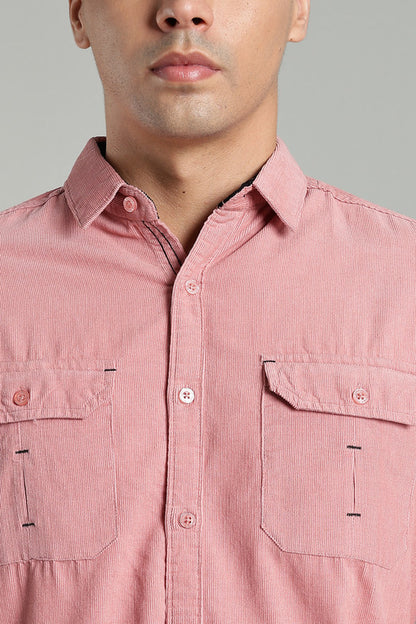 Kuons Avenue Men’s Dusty Pink Corduroy Casual Shirt