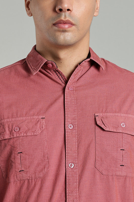 Kuons Avenue Men’s Dusty Rose Corduroy Casual Shirt
