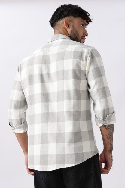 Mist Grey Buffalo Check Casual Shirt Uri