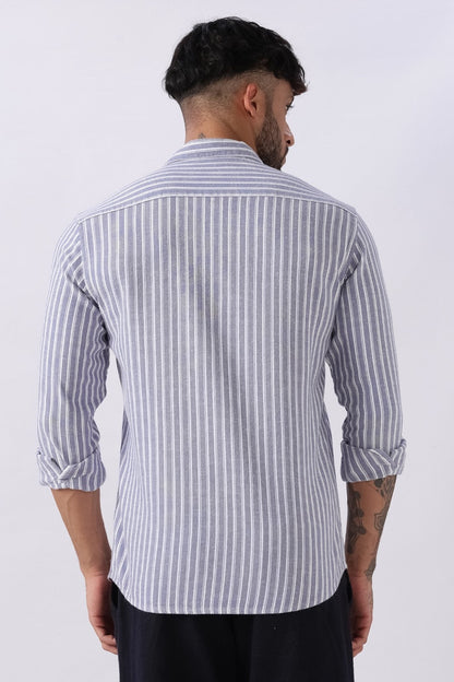 Light Violet Stripe Linen Blend Shirt