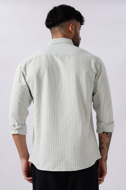 Pistachio Green Oxford Stripe Casual Shirt