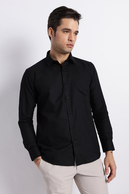 100% Pure Cotton Black Oxford Shirt for Men