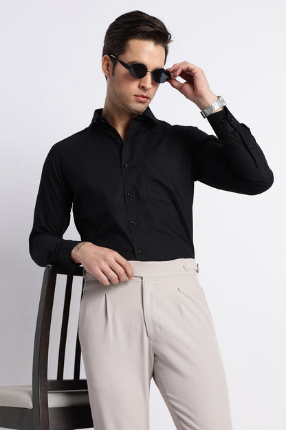 100% Pure Cotton Black Oxford Shirt for Men