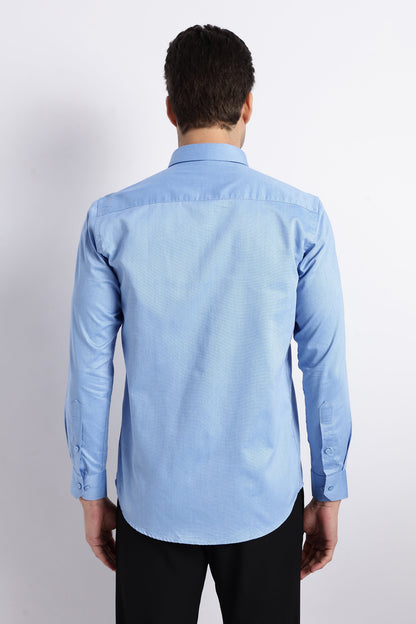 100% Pure Cotton Blue Oxford Shirt for Men