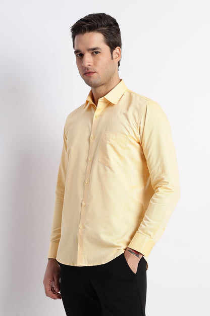 100% Pure Cotton Yellow Oxford Shirt for Men