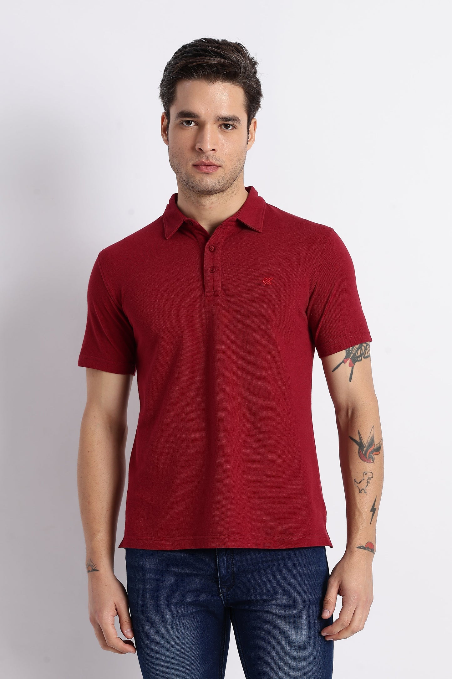 Maroon Cotton Polo T-Shirt for Men