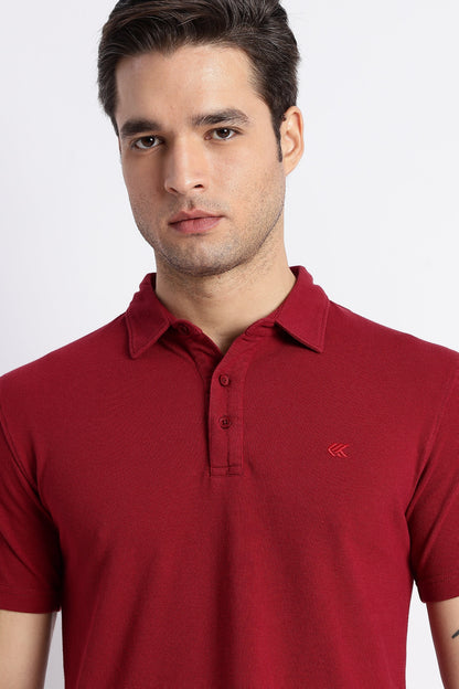 Maroon Cotton Polo T-Shirt for Men