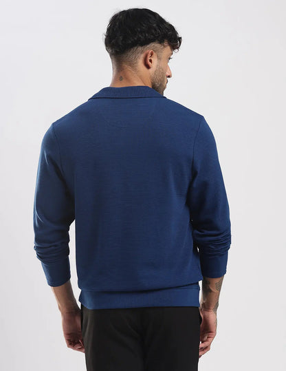 Men's Ottoman Rib Knit Deep Blue Polo Vellure