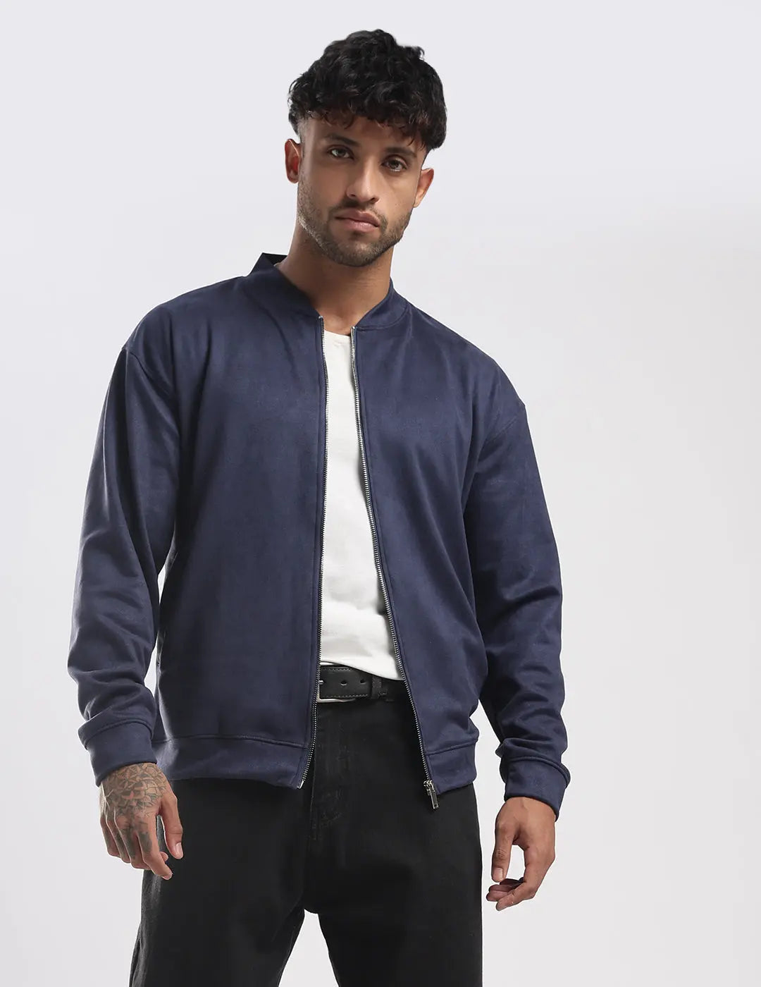 Men's Monaco Night Suede Bomber Zipper Jacket Vellure