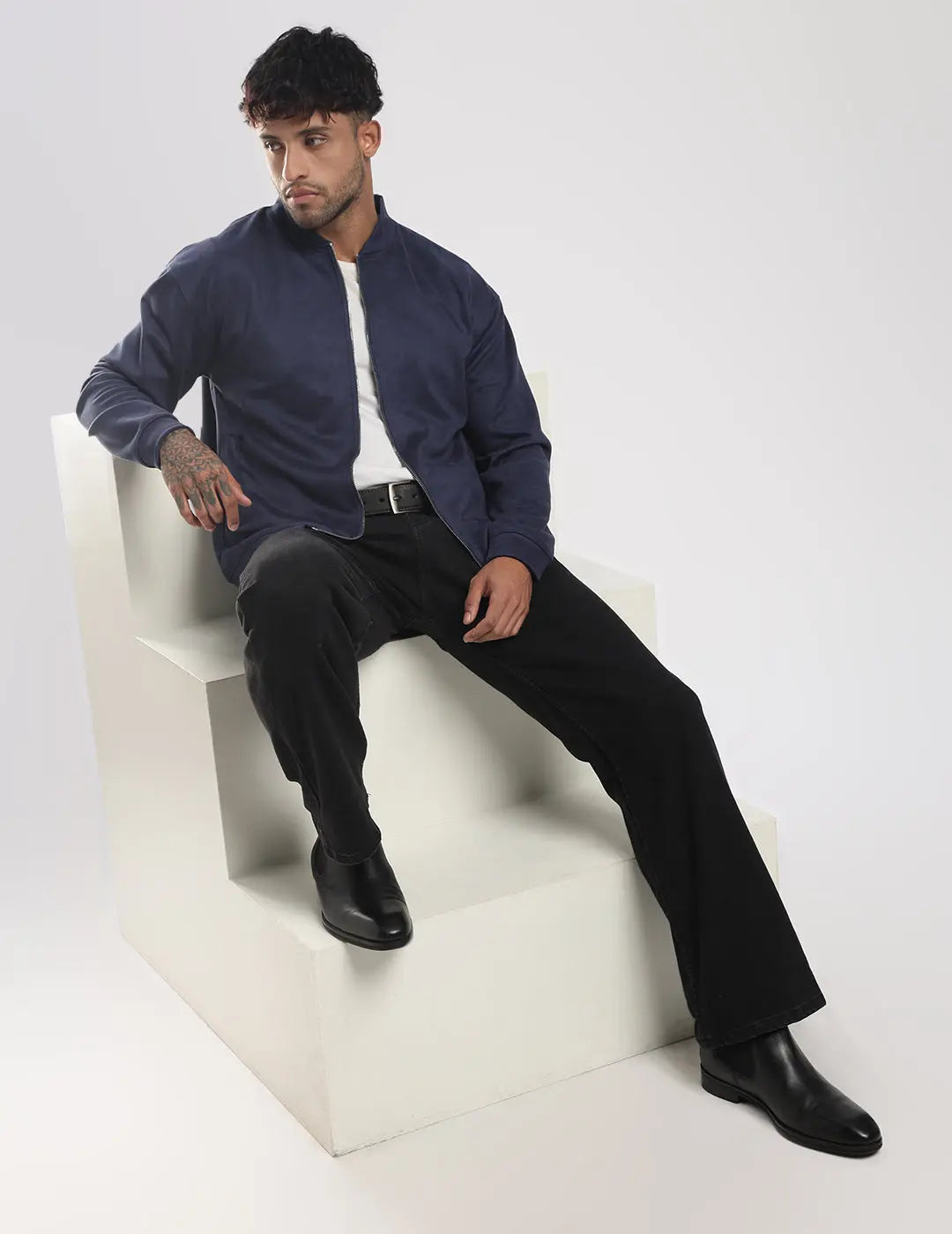 Men's Monaco Night Suede Bomber Zipper Jacket Vellure