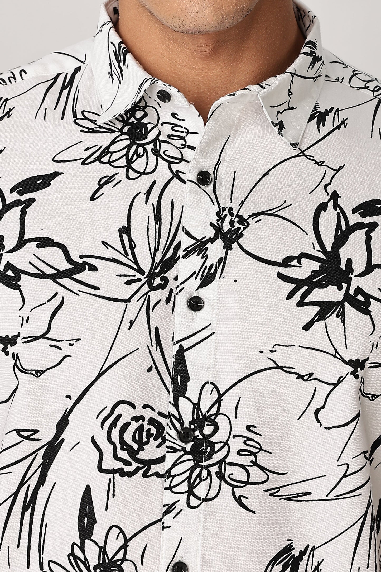 Uri Floral Sketch White Shirt Uri