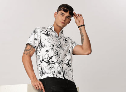 Uri Floral Sketch White Shirt Uri