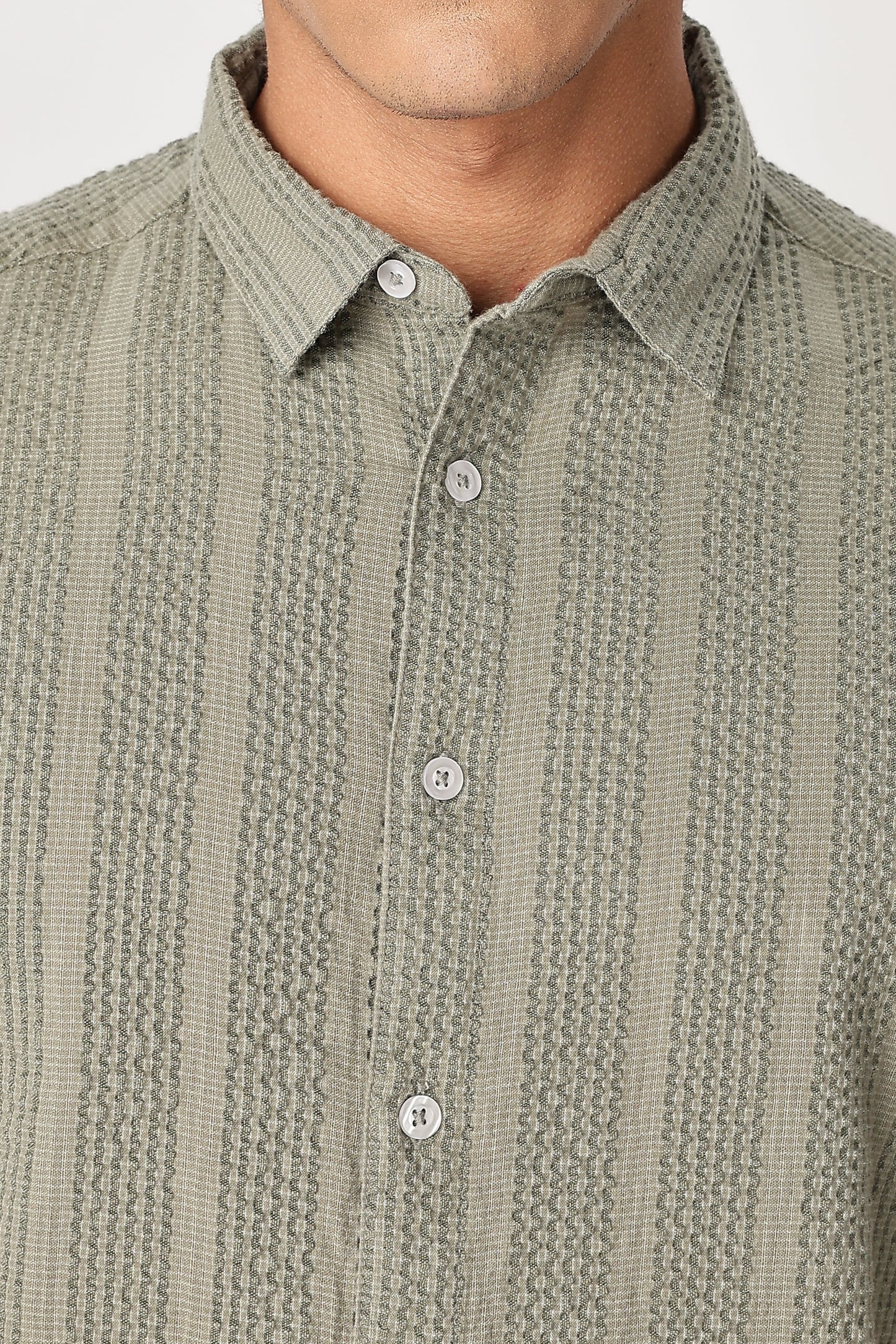 Uri Sage Green Seersucker Shirt Uri