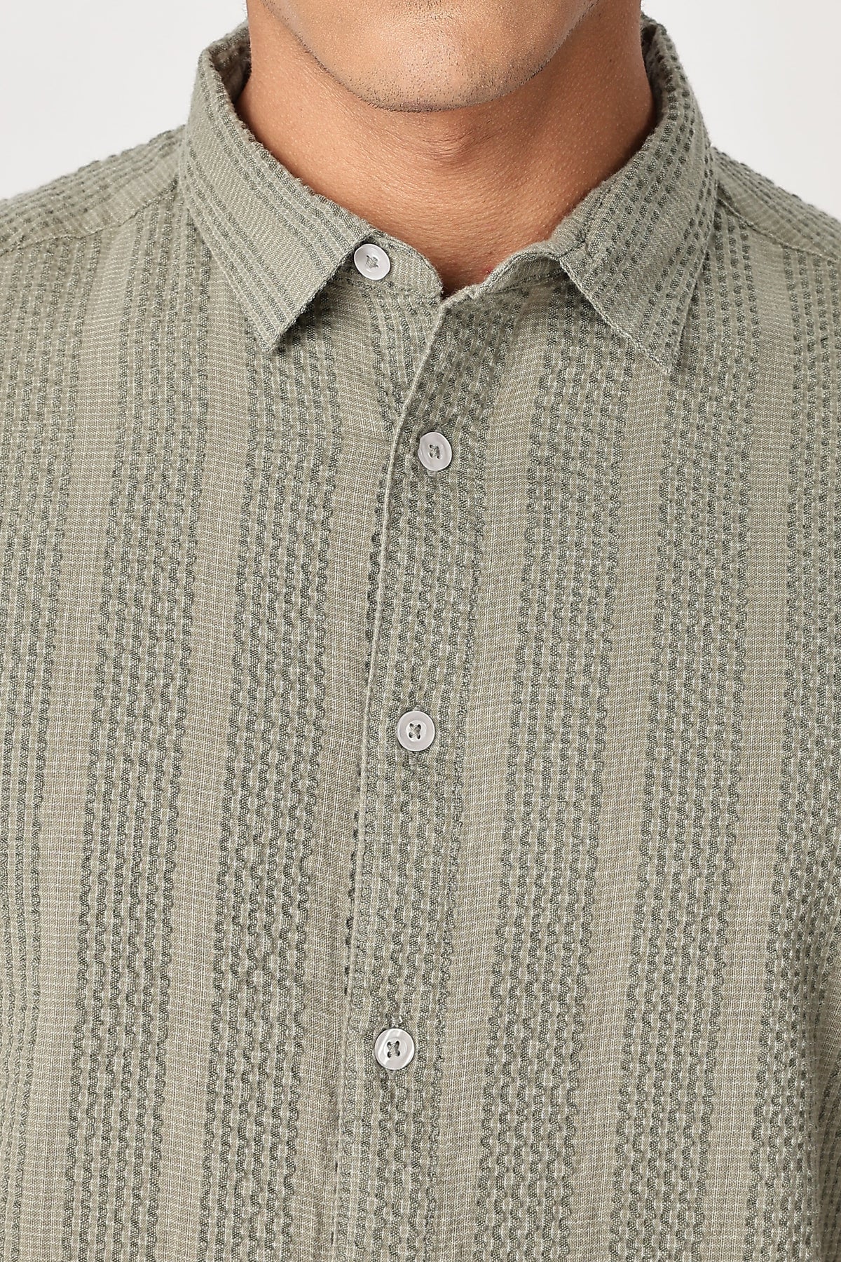 Uri Sage Green Seersucker Shirt Uri