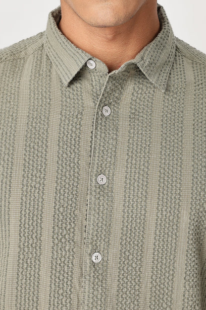 Uri Sage Green Seersucker Shirt Uri