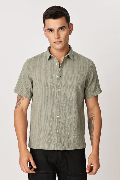 Uri Sage Green Seersucker Shirt Uri