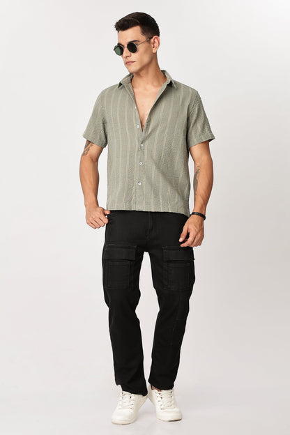 Uri Sage Green Seersucker Shirt Uri