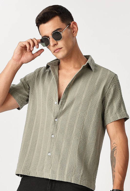Uri Sage Green Seersucker Shirt