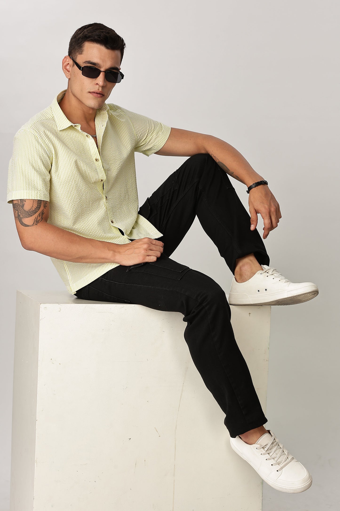 Uri Butter Yellow Seersucker Shirt Uri