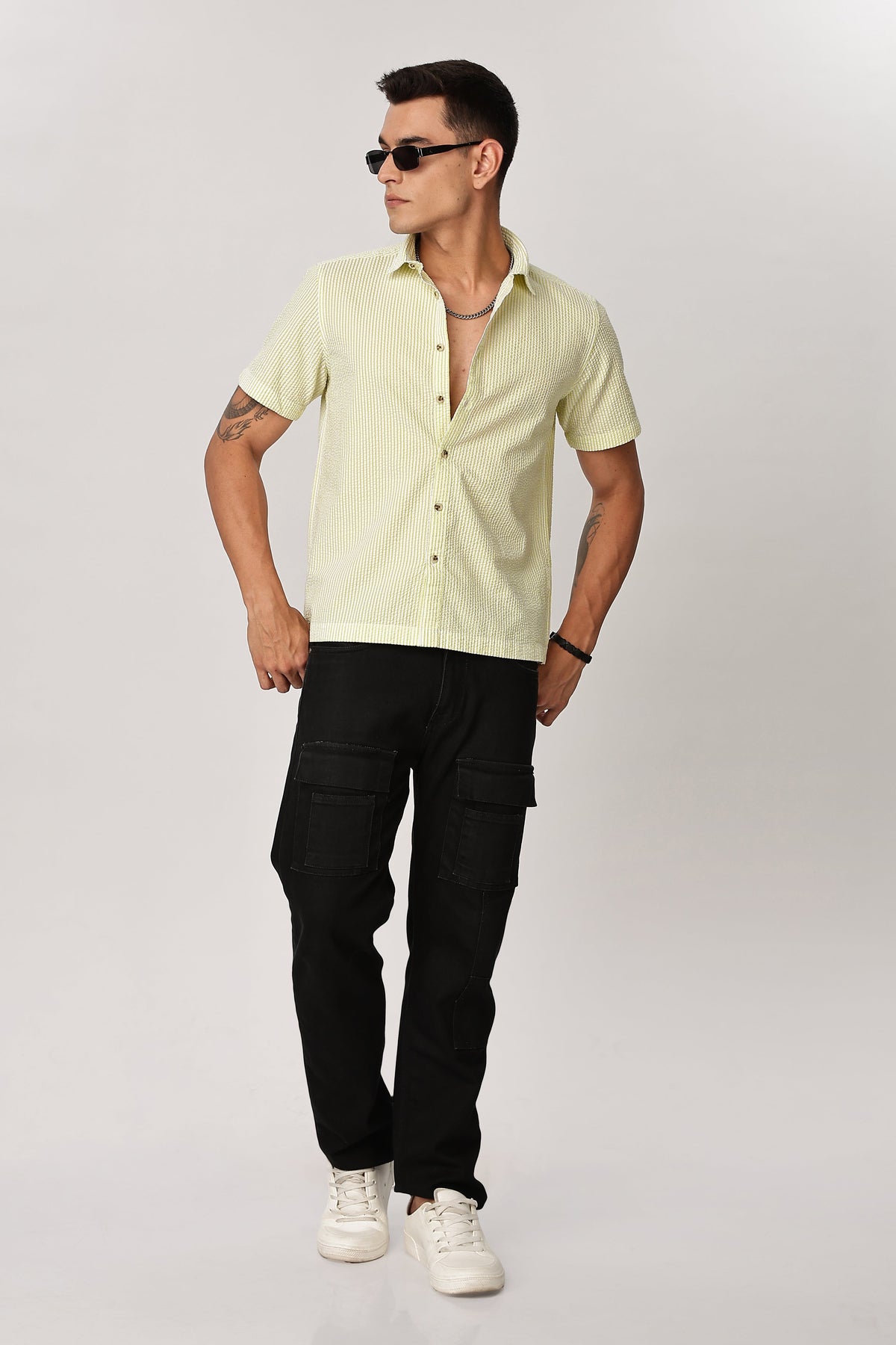 Uri Butter Yellow Seersucker Shirt Uri
