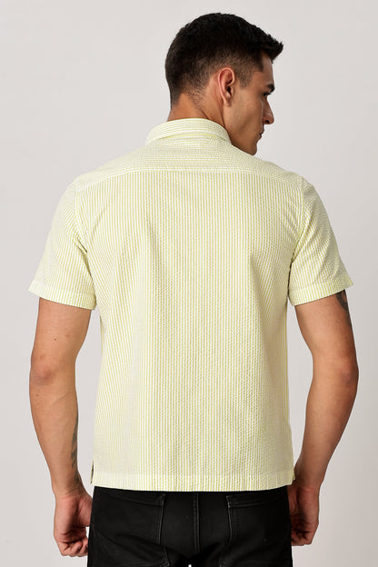 Uri Butter Yellow Seersucker Shirt Uri